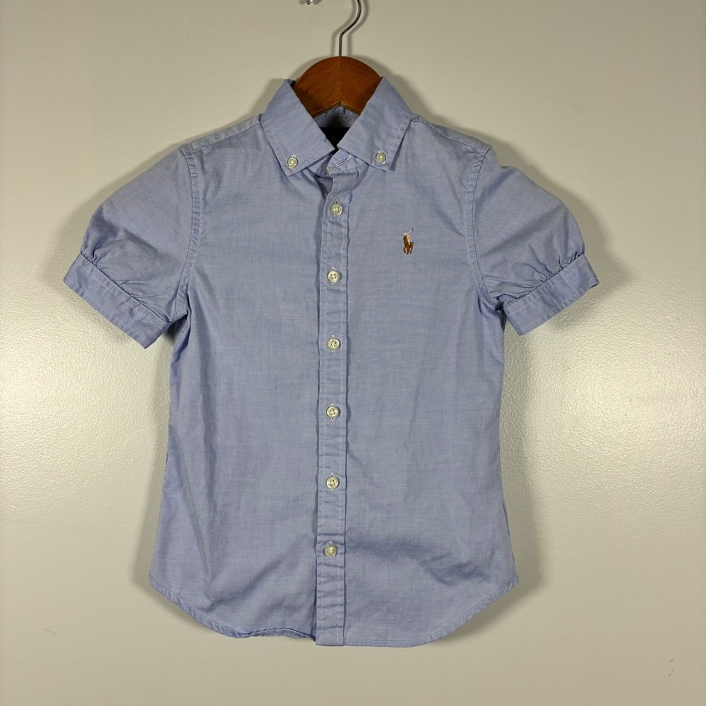 Ralph Lauren Shirt 7 Oxford Puff Sleeve Preppy School Old Money Coastal Designer